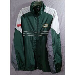 Reebok NFL Team Apparel Green Bay Packers Mens XL Windbreaker Jacket Full Zip